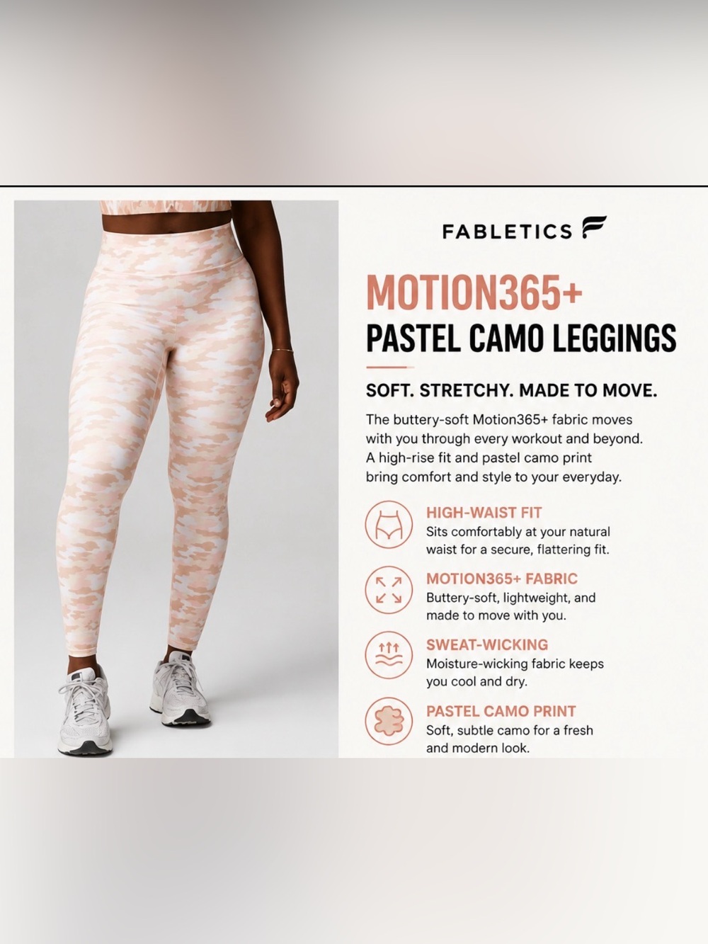 Fabletics medium Motion365+ Pastel Camo Leggings